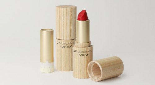 Aptar et Quadpack s'associent pour créer un rouge à lèvres rechargeable en bois